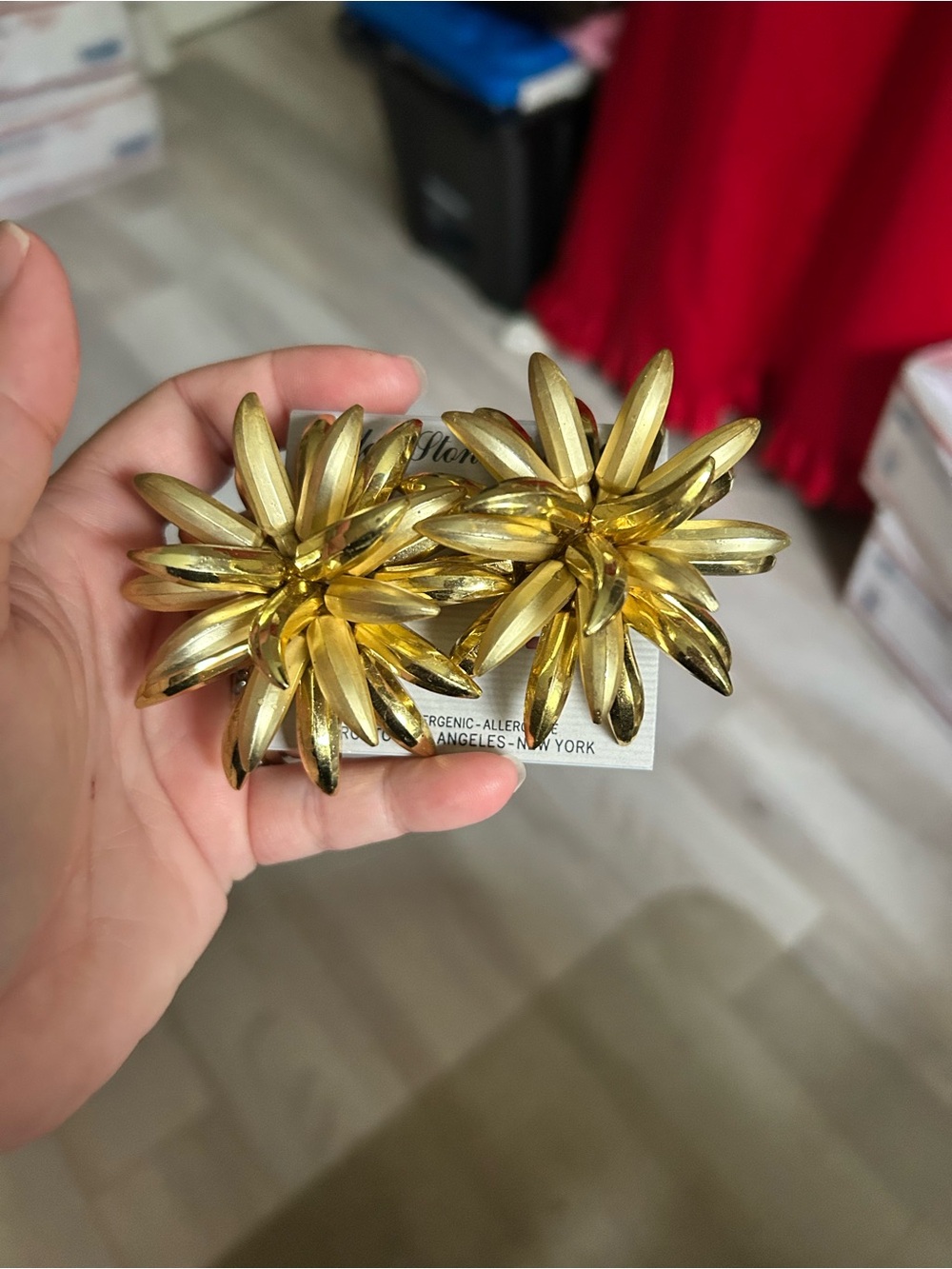 4/$100 Gold Floral Clip-On Earrings - Women's Accessory